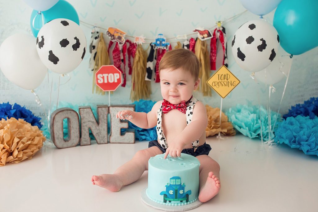 katy houston cake smash first birthday studio baby photographer