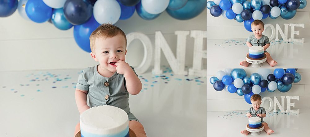 katy houston studio baby first birthday one year cake smash session photos