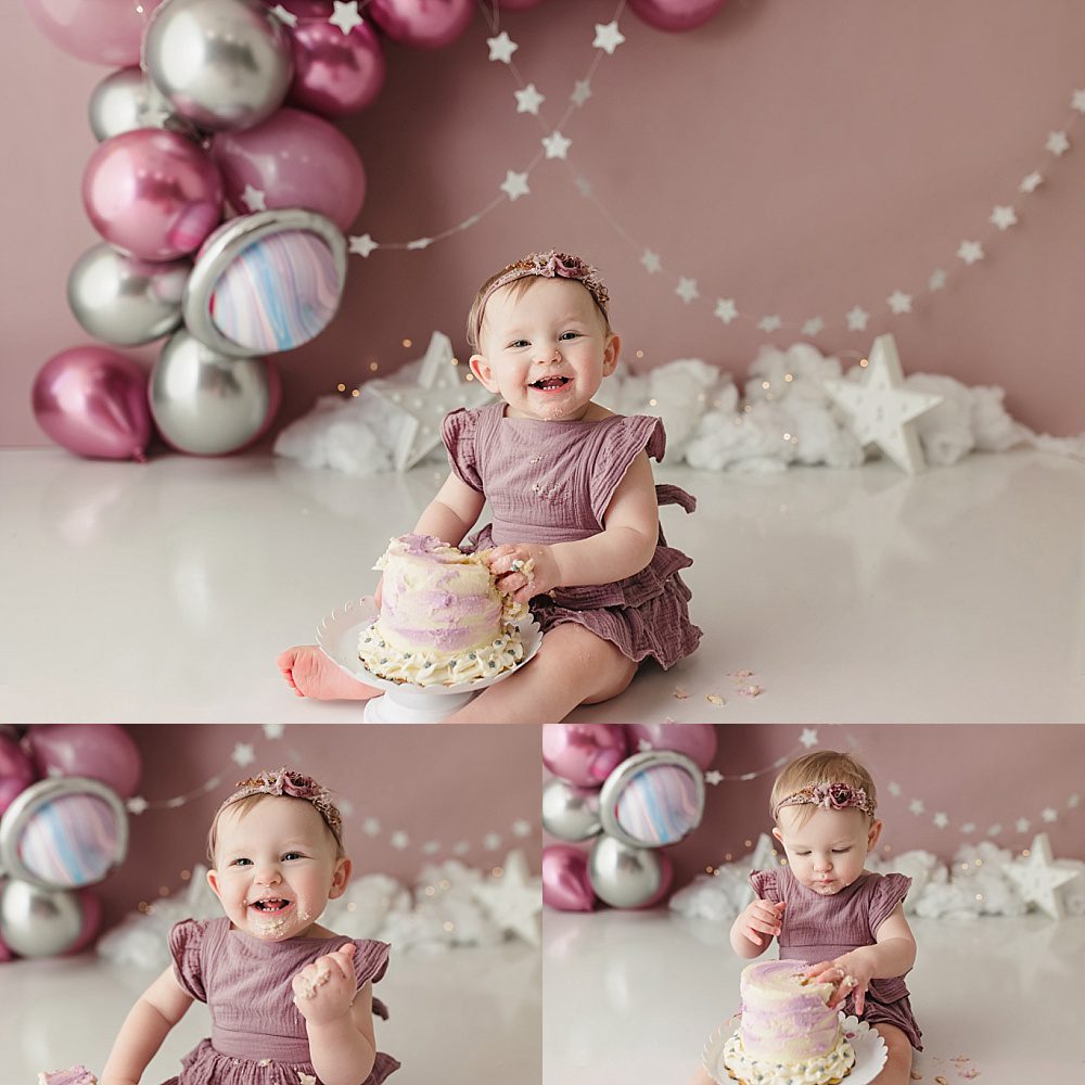 katy houston studio baby first birthday one year cake smash session photos