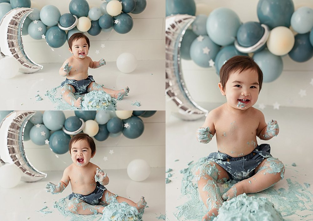 katy houston studio baby first birthday one year cake smash session photos