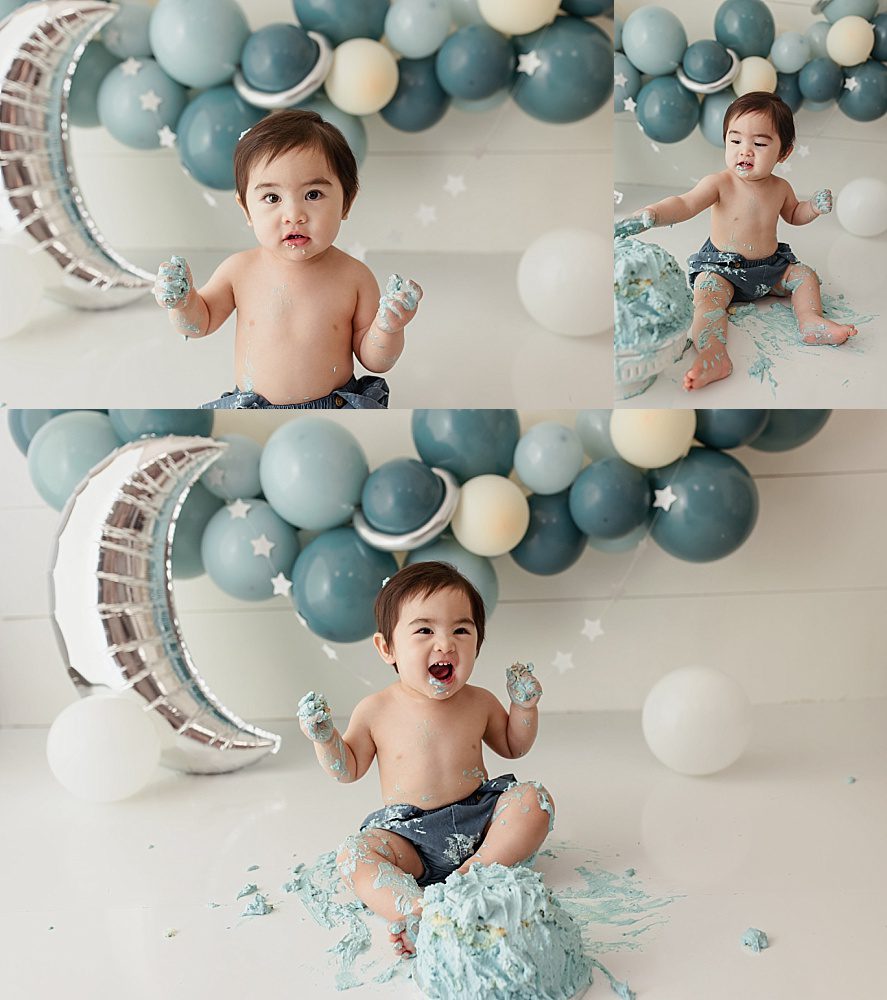 katy houston studio baby first birthday one year cake smash session photos