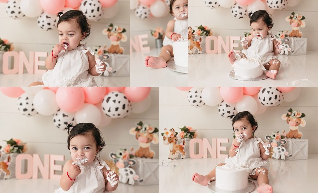 katy houston cake smash first birthday baby photo session